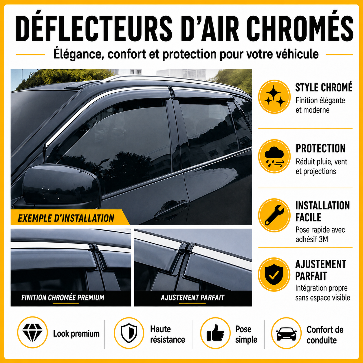 Déflecteur d’air noir et chromé Ford kuga 2020 >
