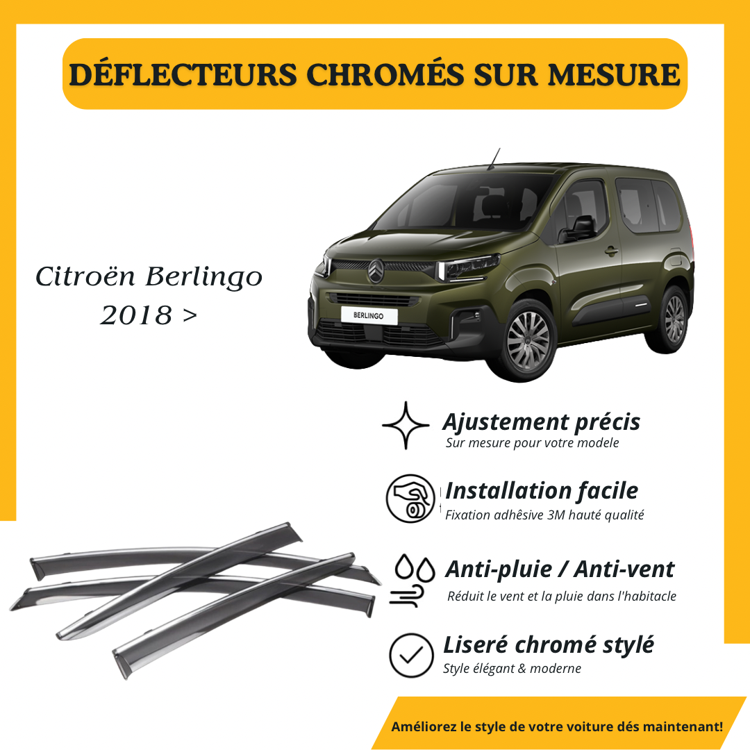 Déflecteur d’air noir et chromé Citroën Berlingo 2018>
