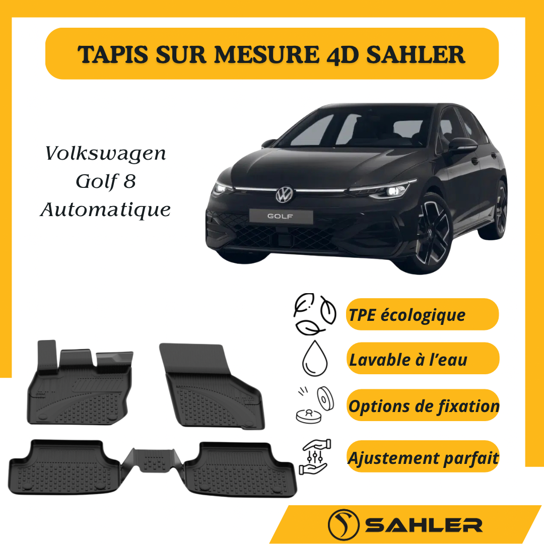 Tapis Sur Mesure 4D Volkswagen Golf 8 Automatique 2021+