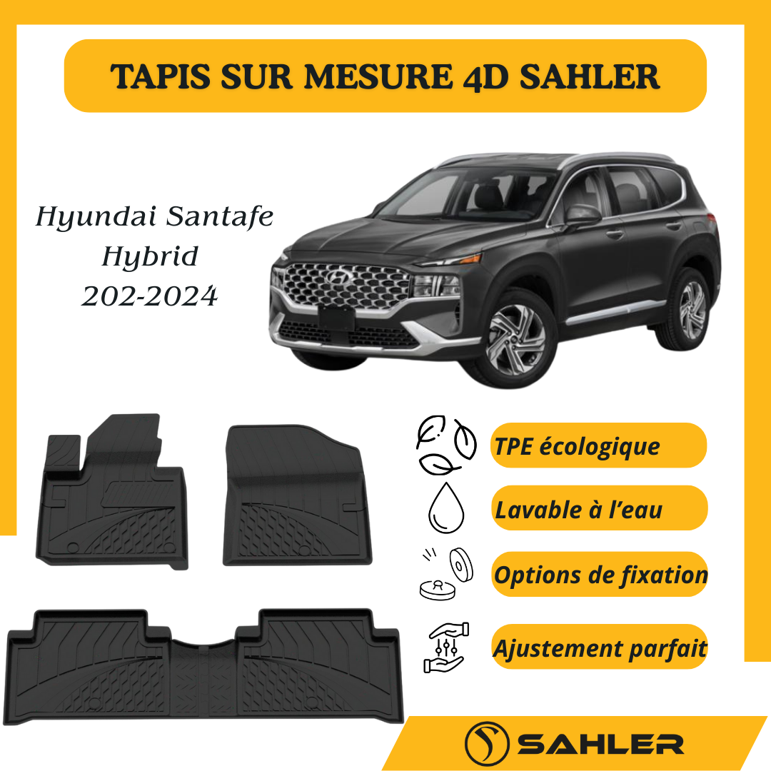 Tapis sur mesure 4D Premium Hyundai Santafe Hybrid 2020-2024