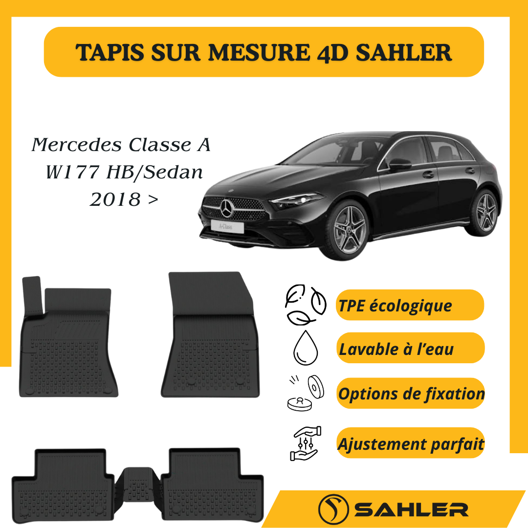 Tapis sur mesure 4D Mercedes Classe A W177 HB/ Sedan 2018 >