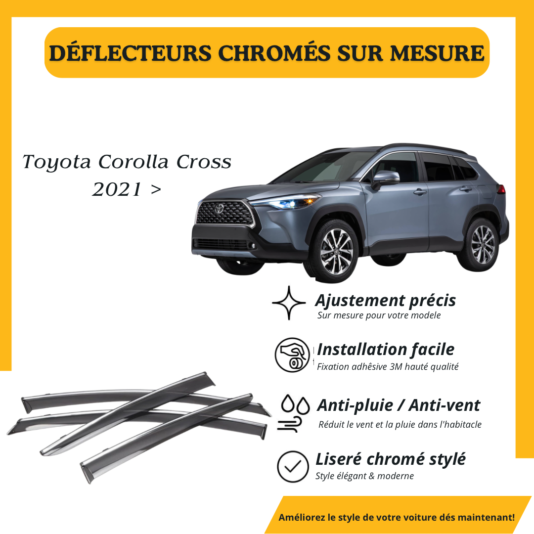 Déflecteur d’air noir et chromé Toyota Corolla Cross 2021 >
