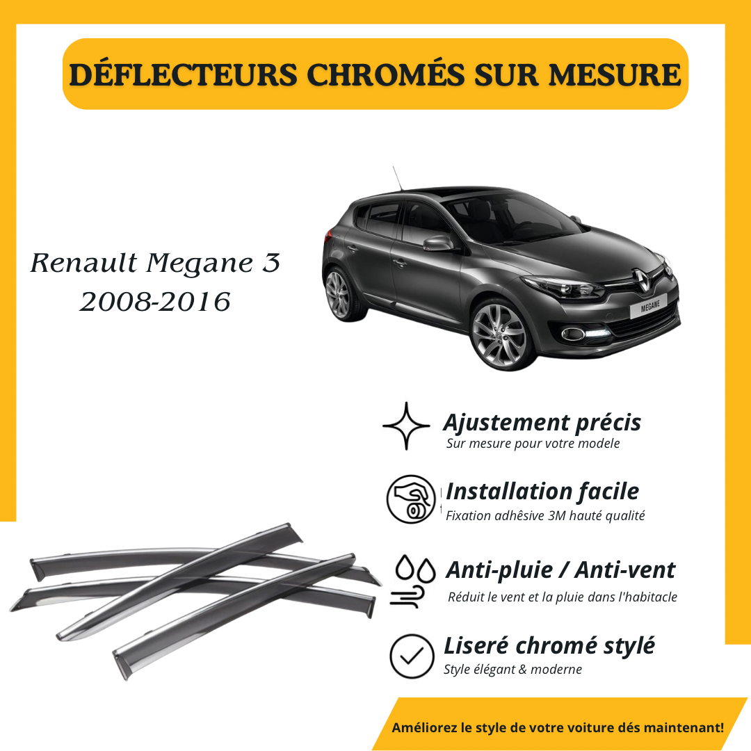 Déflecteur d’air noir et chromé Renault Megane 3 2008-2016