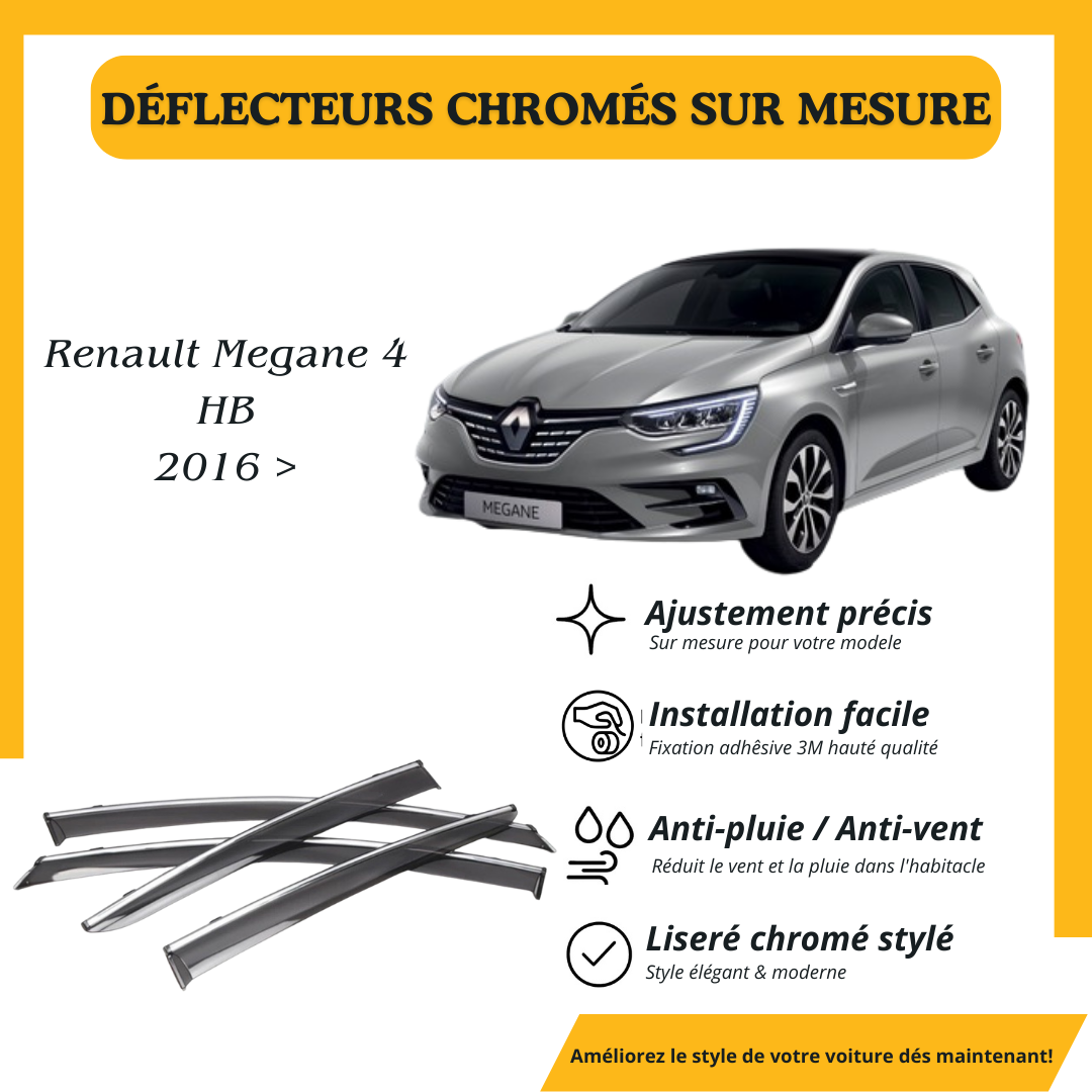 Déflecteur d’air noir et chromé Renault Megane 4 HB 2016 >