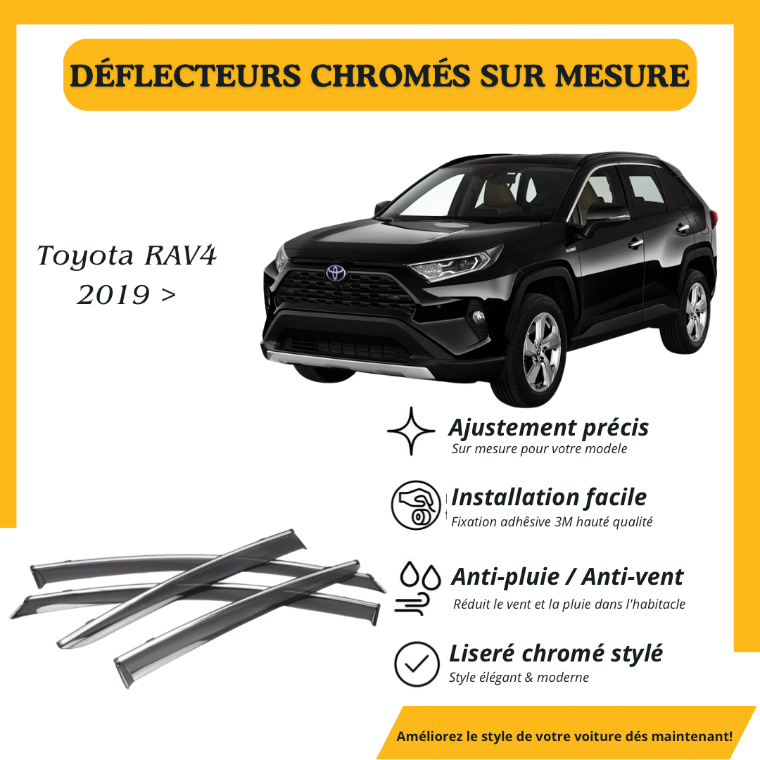 Déflecteur d’air noir et chromé Toyota RAV4 2019 >
