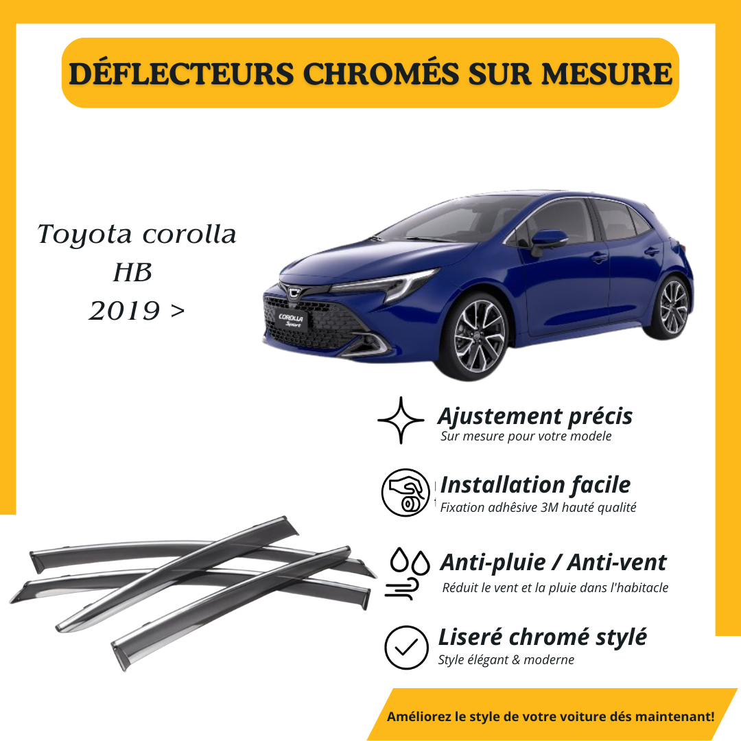 Déflecteur d’air noir et chromé Toyota Corolla HB 2019 >