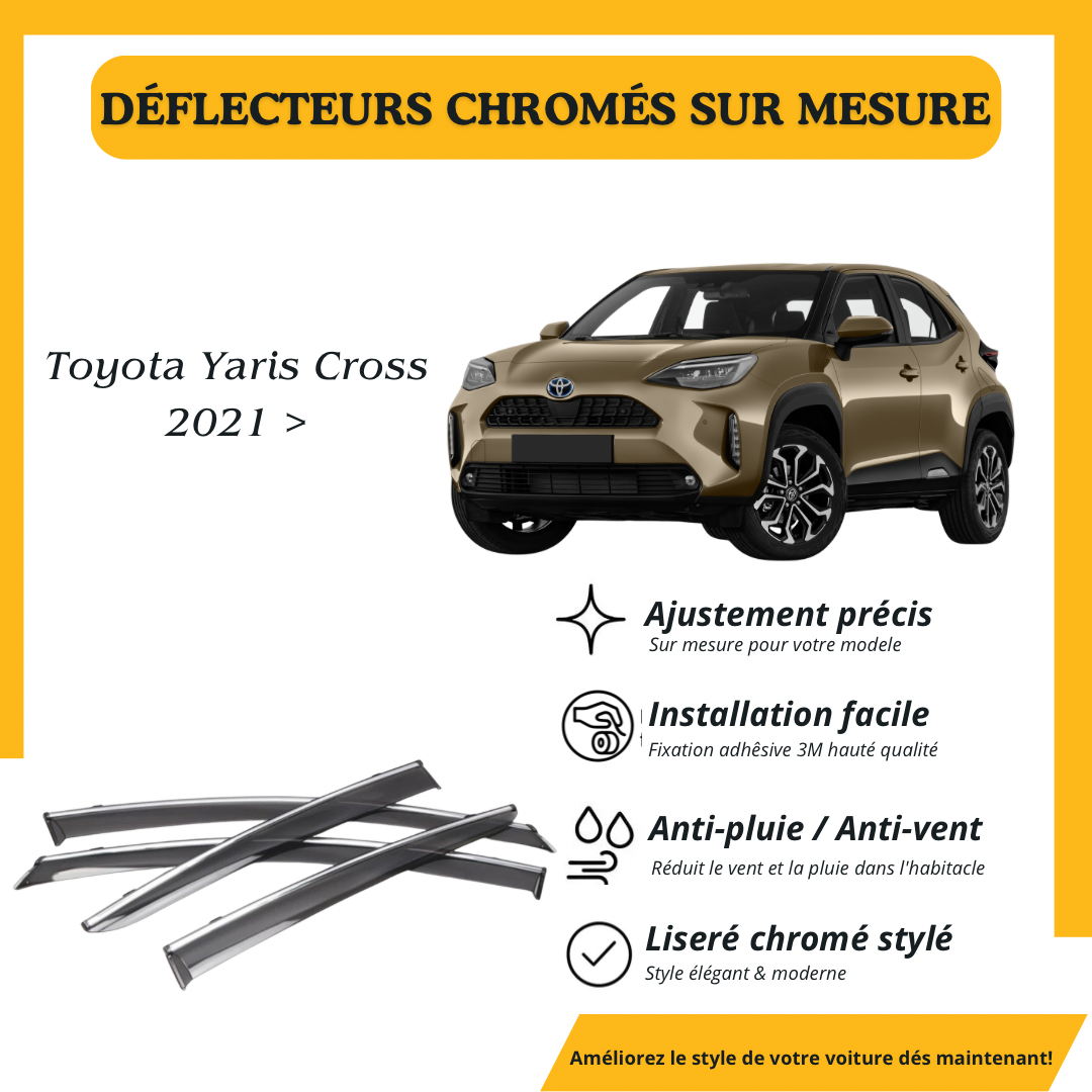 Déflecteur d’air noir et chromé Toyota Yaris cross 2021 >
