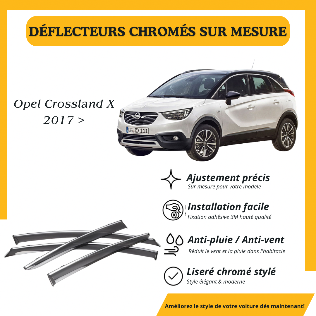 Déflecteur d’air noir et chromé Opel crossland X 2017 >