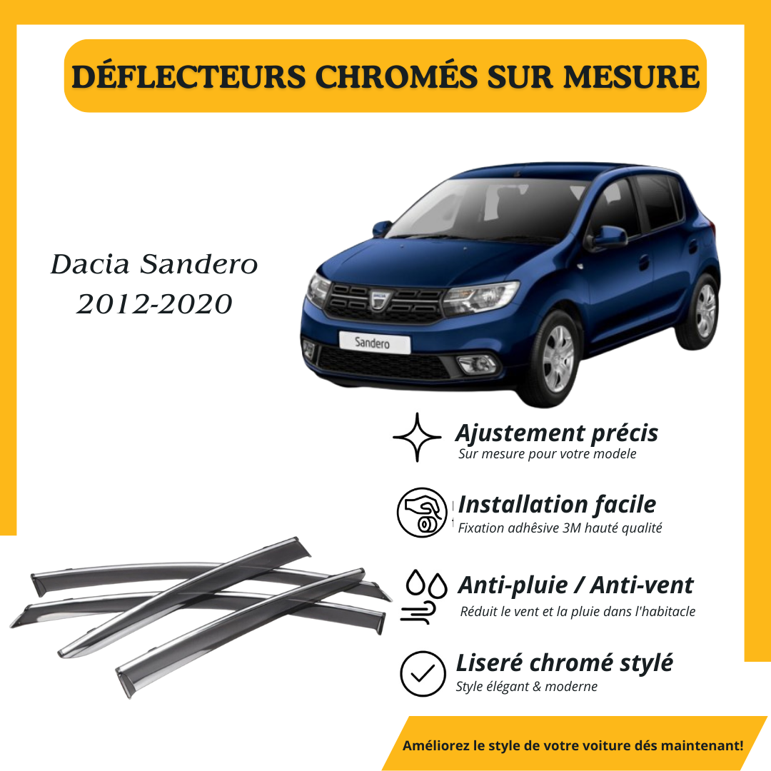 Déflecteur d’air noir et chromé Dacia sandero 2012-2020