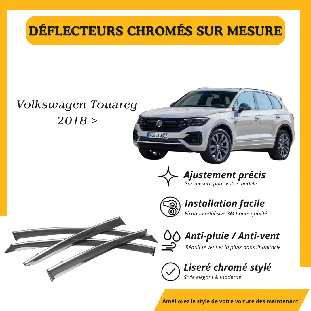Déflecteur d’air noir et chromé Volkswagen Touareg 2018 >