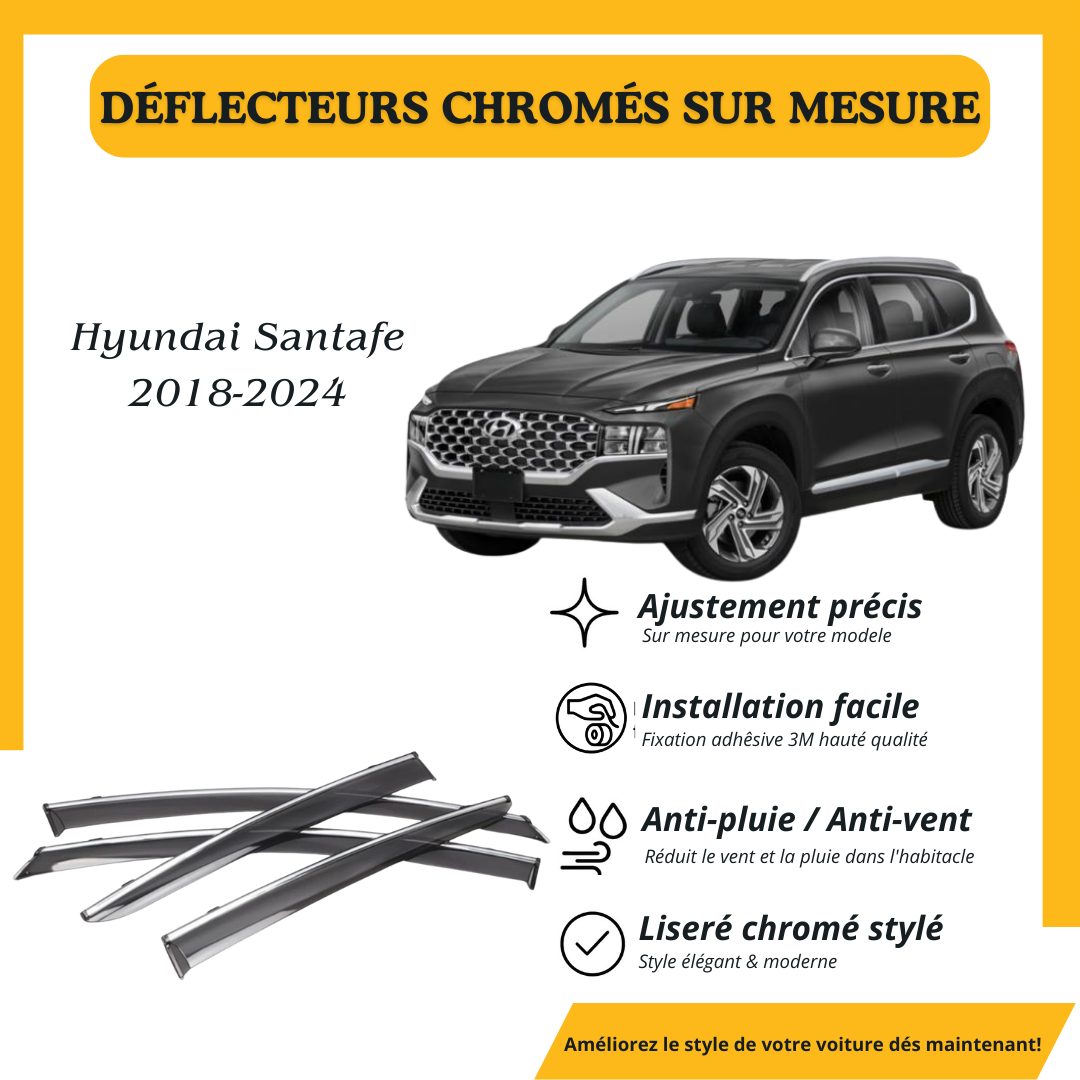 Déflecteur d’air noir et chromé Hyundai Santafe 2018-2024