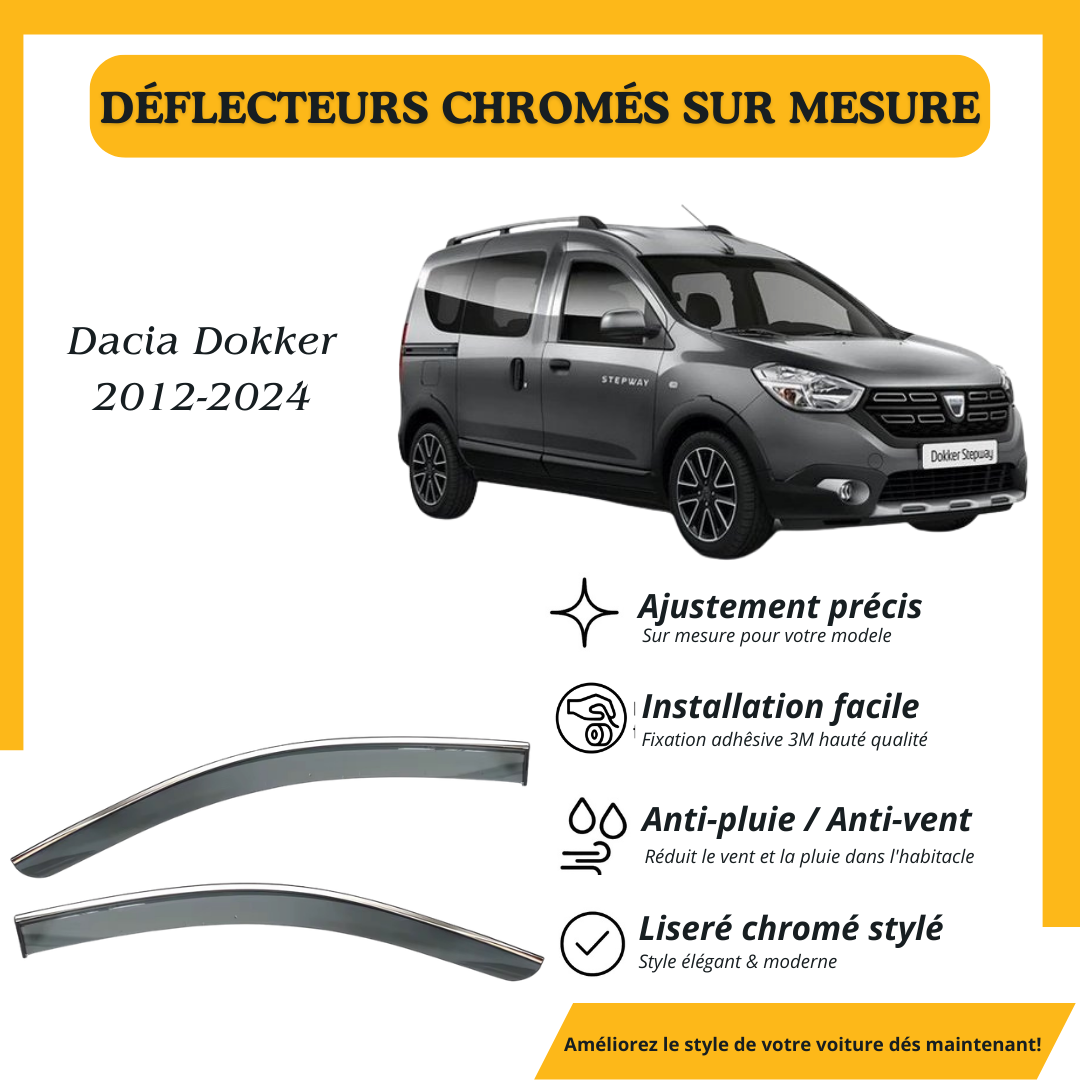 Déflecteur d’air noir et chromé Dacia Dokker 2012-2024