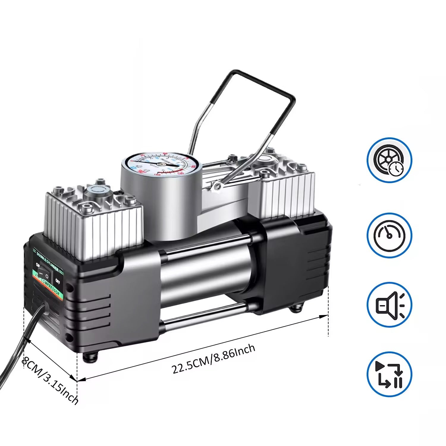Valise Compresseur Auto 12V – Kit Gonflage & Réparation Pneus Complet