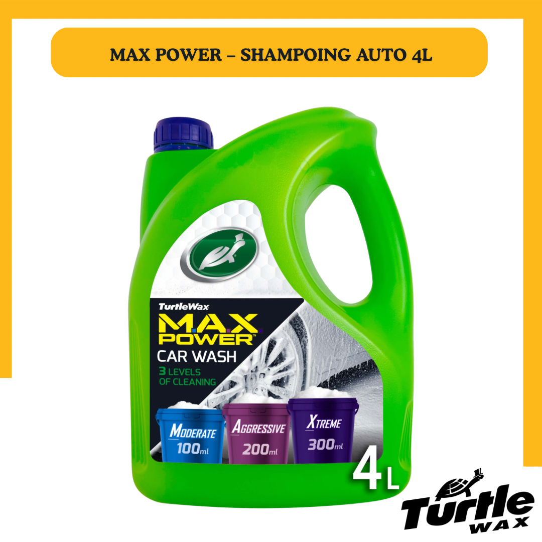 Turtle Wax Max Power – Shampoing Auto Haute Performance 4L