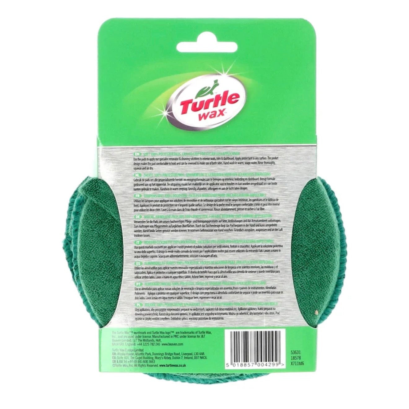 Turtle Wax Pocket Applicator Pads Tampons Applicateurs Microfibre Réutilisables (Lot de 2)