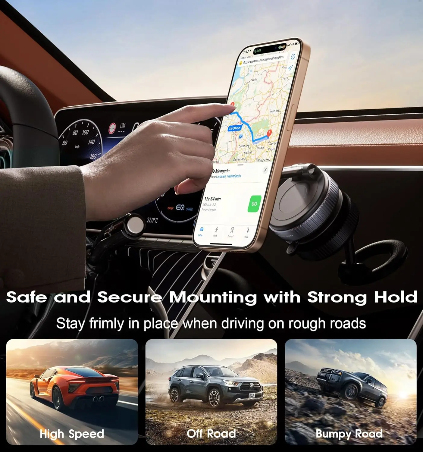 Support Magnétique Voiture 360° – Aspiration Forte, Pliable et Réglable pour Smartphone & GPS