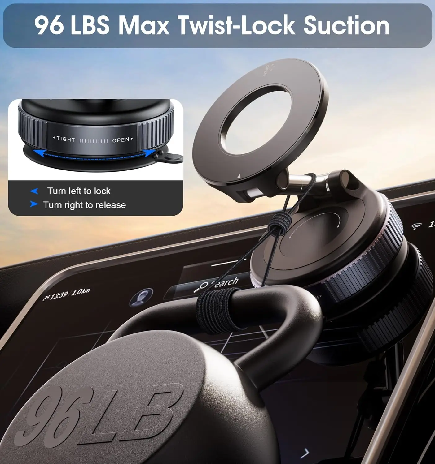 Support Magnétique Voiture 360° – Aspiration Forte, Pliable et Réglable pour Smartphone & GPS