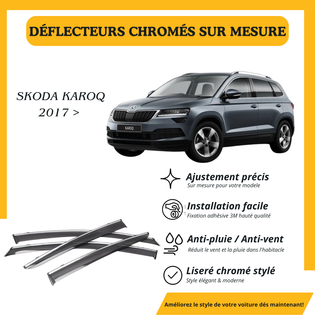 Déflecteur d’air noir et chromé Skoda Karoq 2017 >