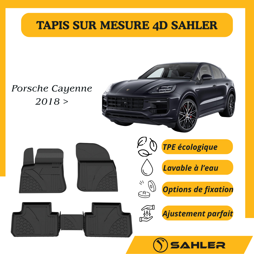 Tapis sur mesure 4D Extra Premium Porsche Cayenne 2018>