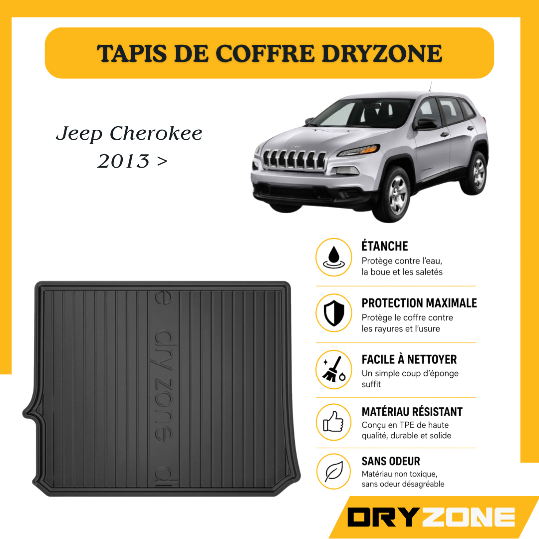 Tapis de Coffre Dryzone sur Mesure – Jeep Cherokee 2013 >
