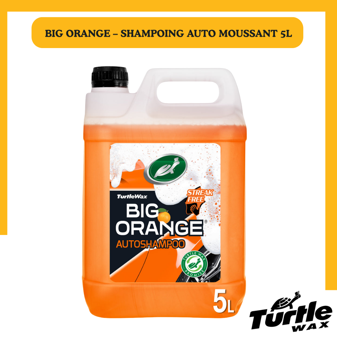 Turtle Wax Big Orange – Shampoing Auto Moussant avec Cire 5L