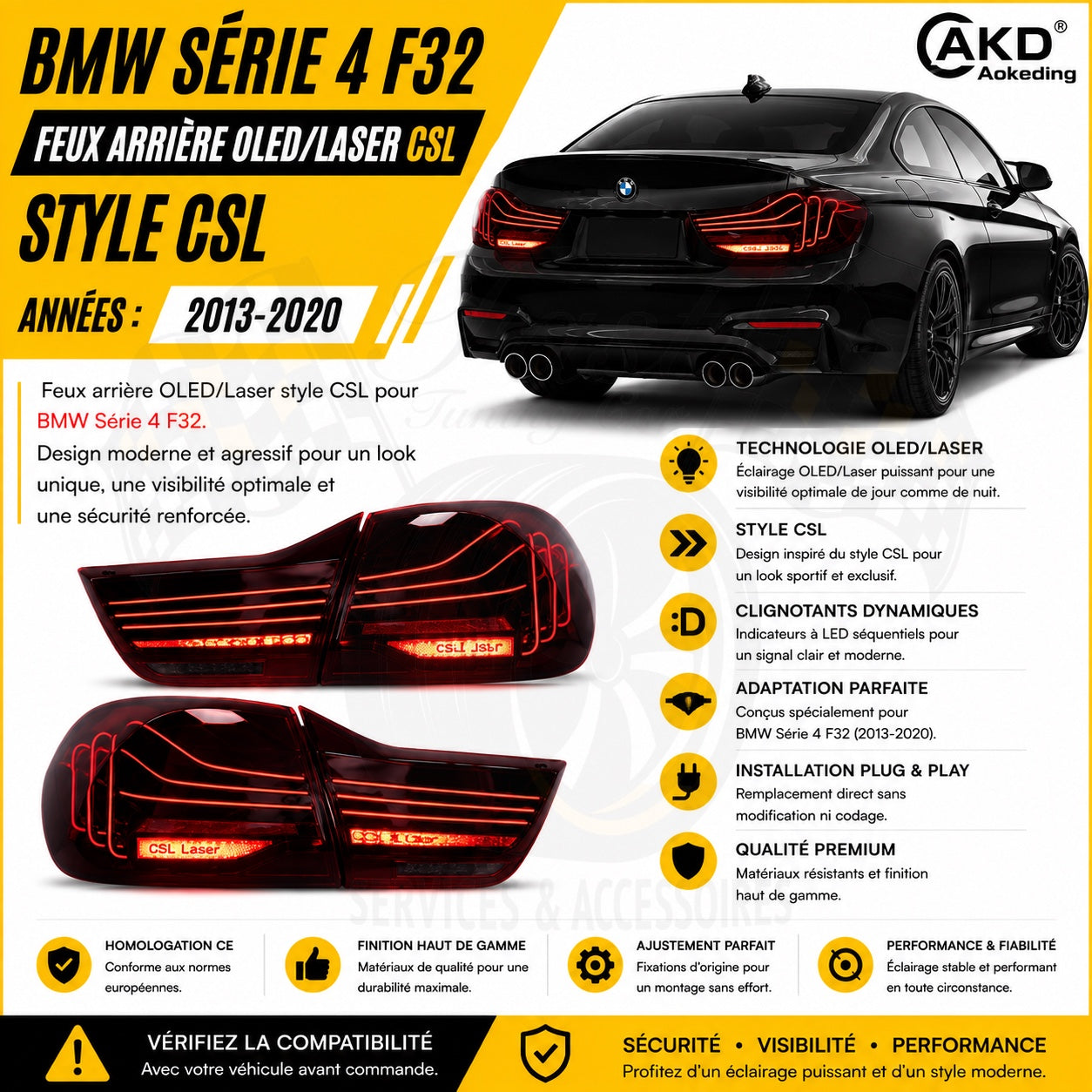 Feux arrière OLED Laser style CSL BMW Série 4 F32 2013-2020