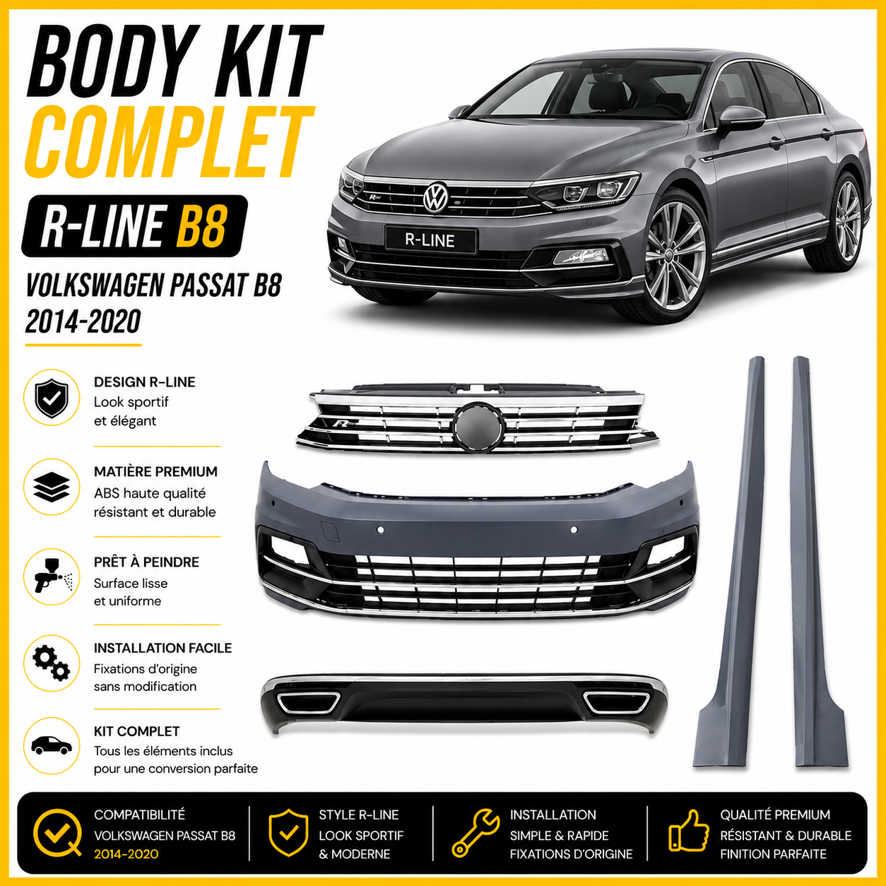 Body Kit complet R-Line Volkswagen Passat B8 2014-2020