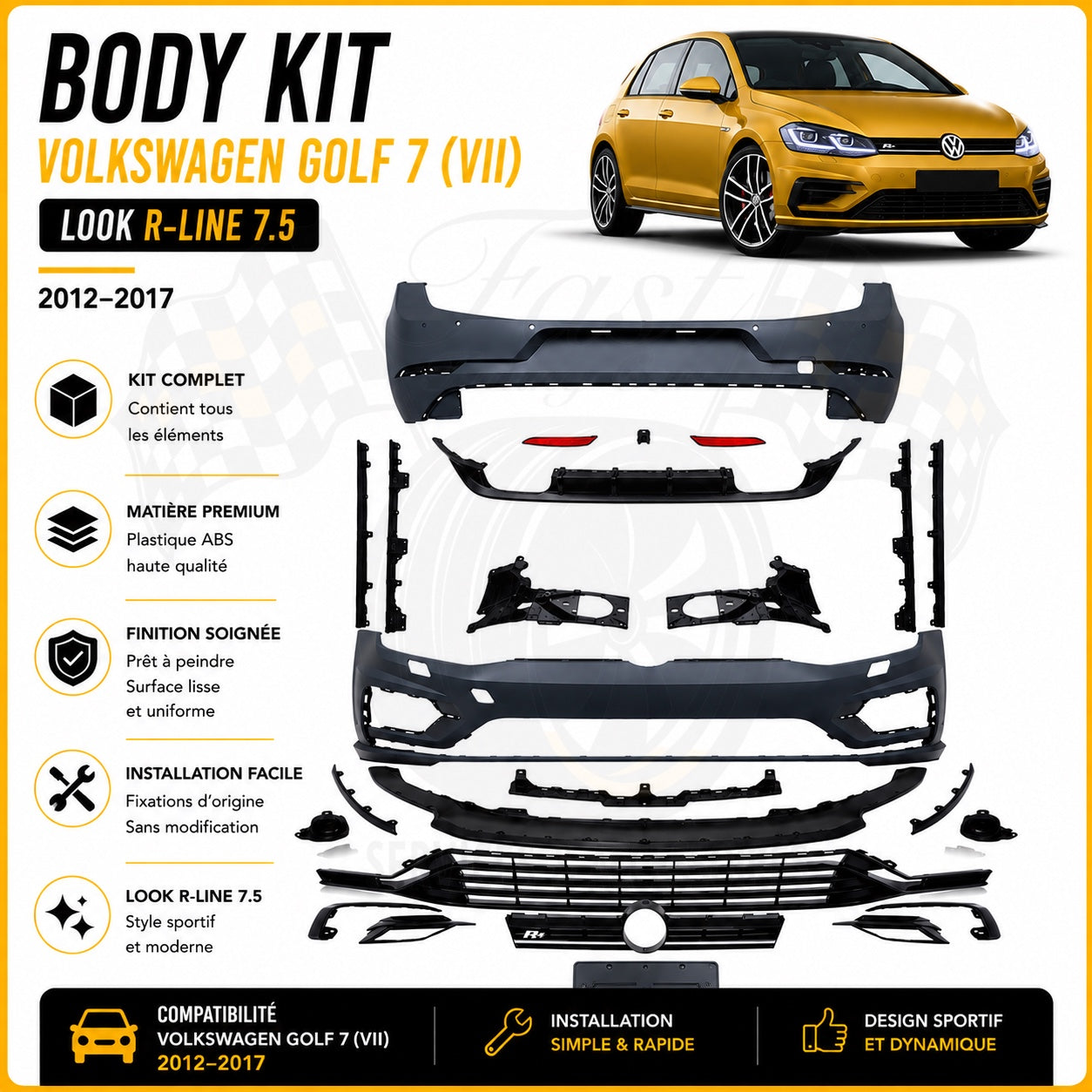 Body Kit Volkswagen Golf 7 (VII) 2012-2017 look R-Line 7.5