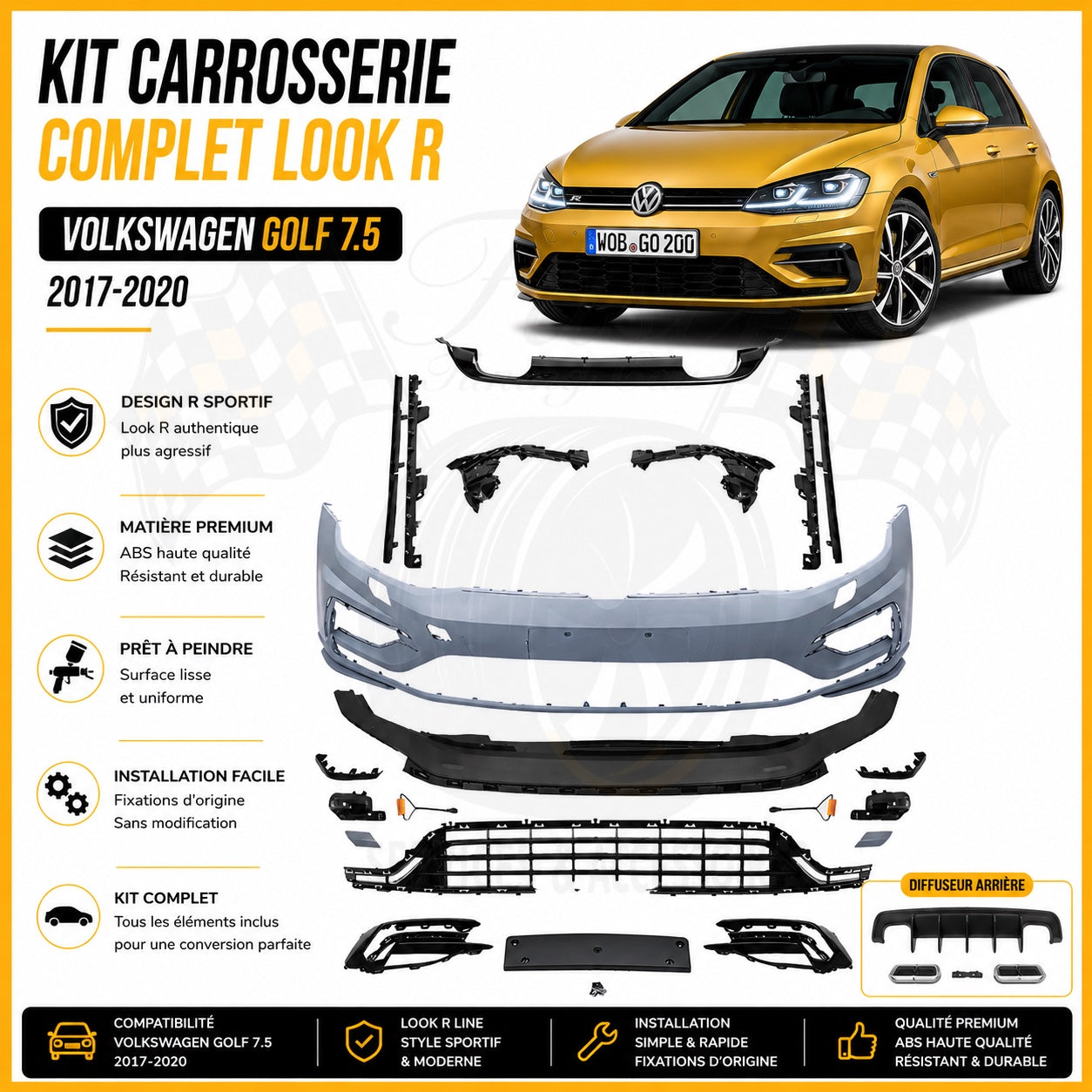 Body Kit Volkswagen Golf 7.5 Look R 2017-2020