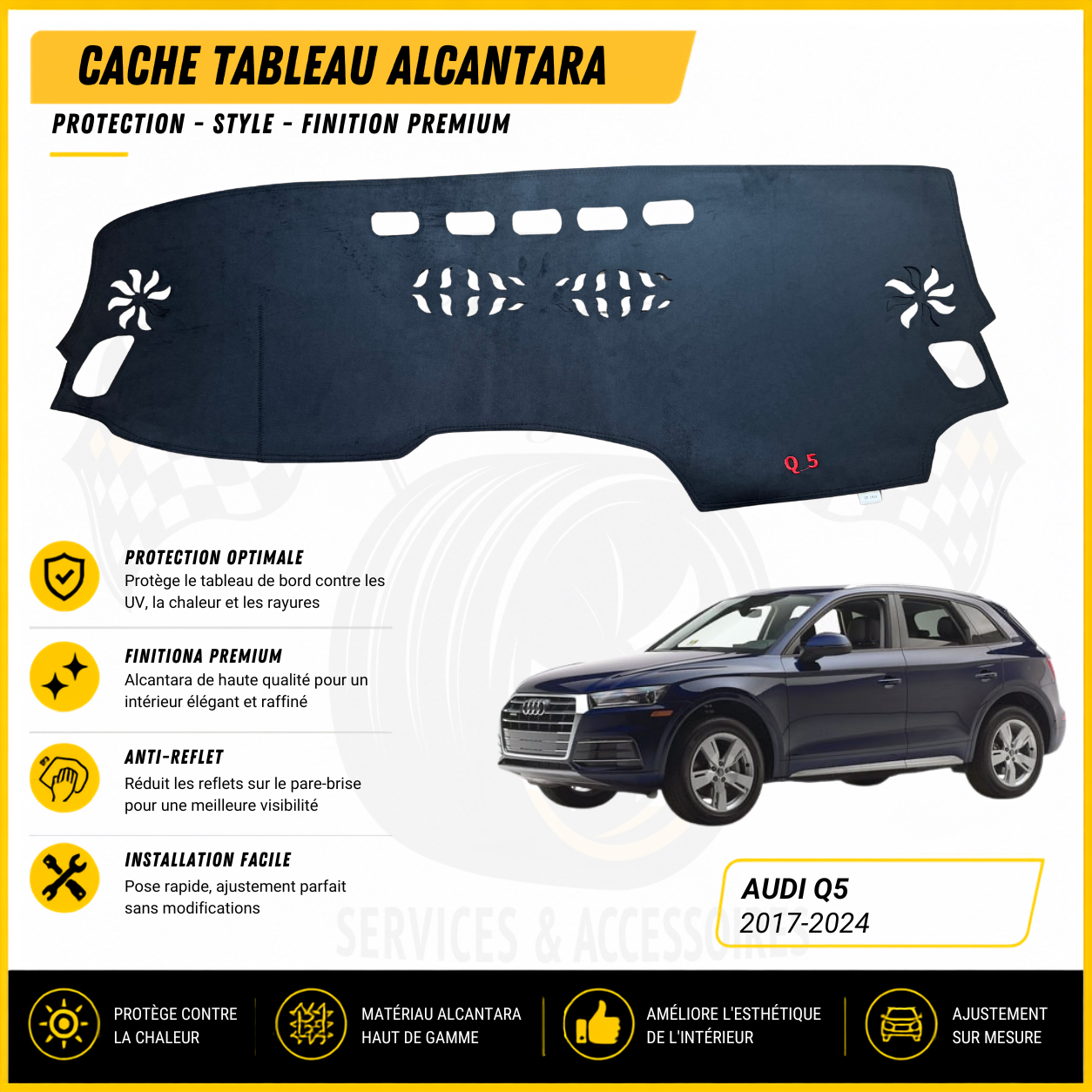 Cache tableau Alcantara Audi Q5 2017 à 2024