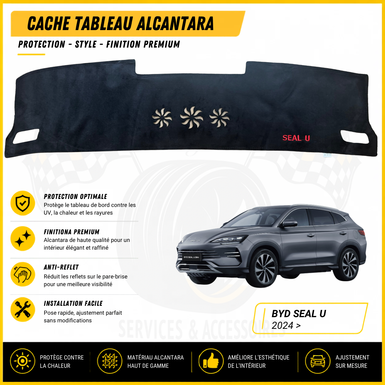 Cache tableau Alcantara BYD Seal U 2024 >