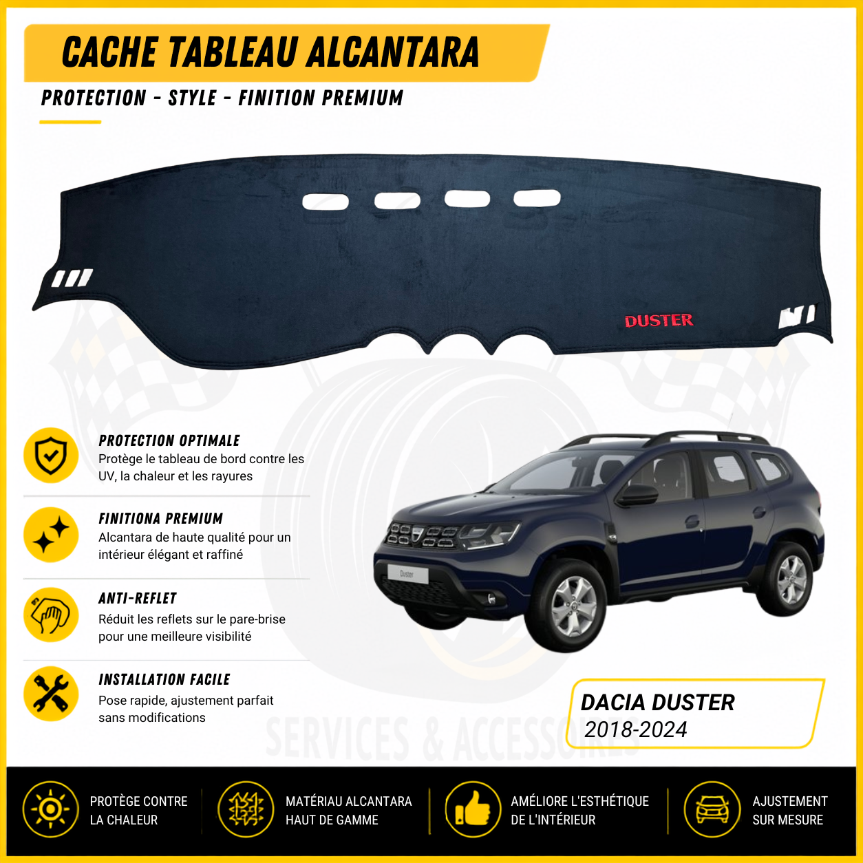 Cache tableau Alcantara Dacia Duster 2018–2024
