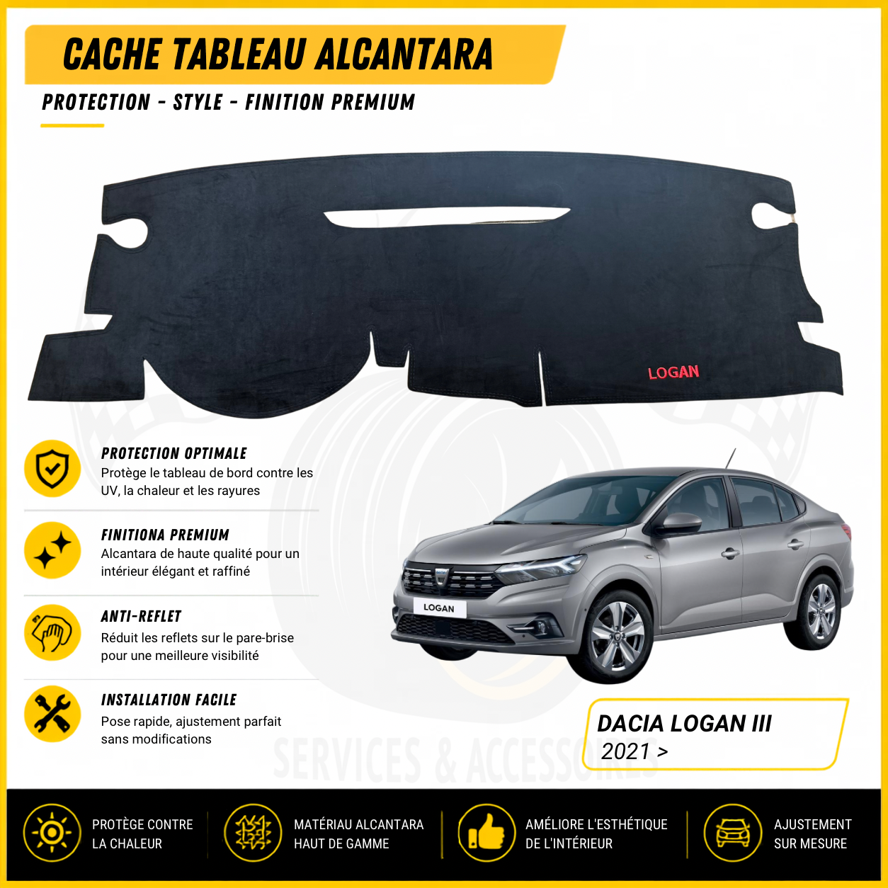 Cache tableau Alcantara Dacia Logan III 2021 >
