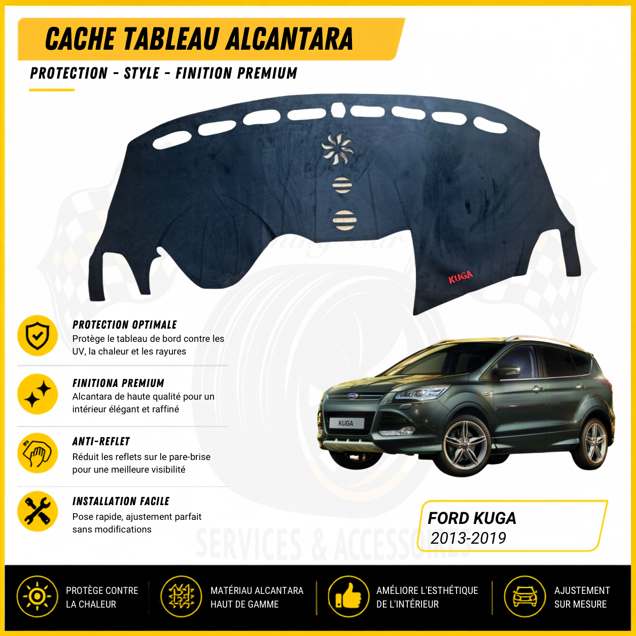 Cache tableau Alcantara Ford Kuga 2013–2019