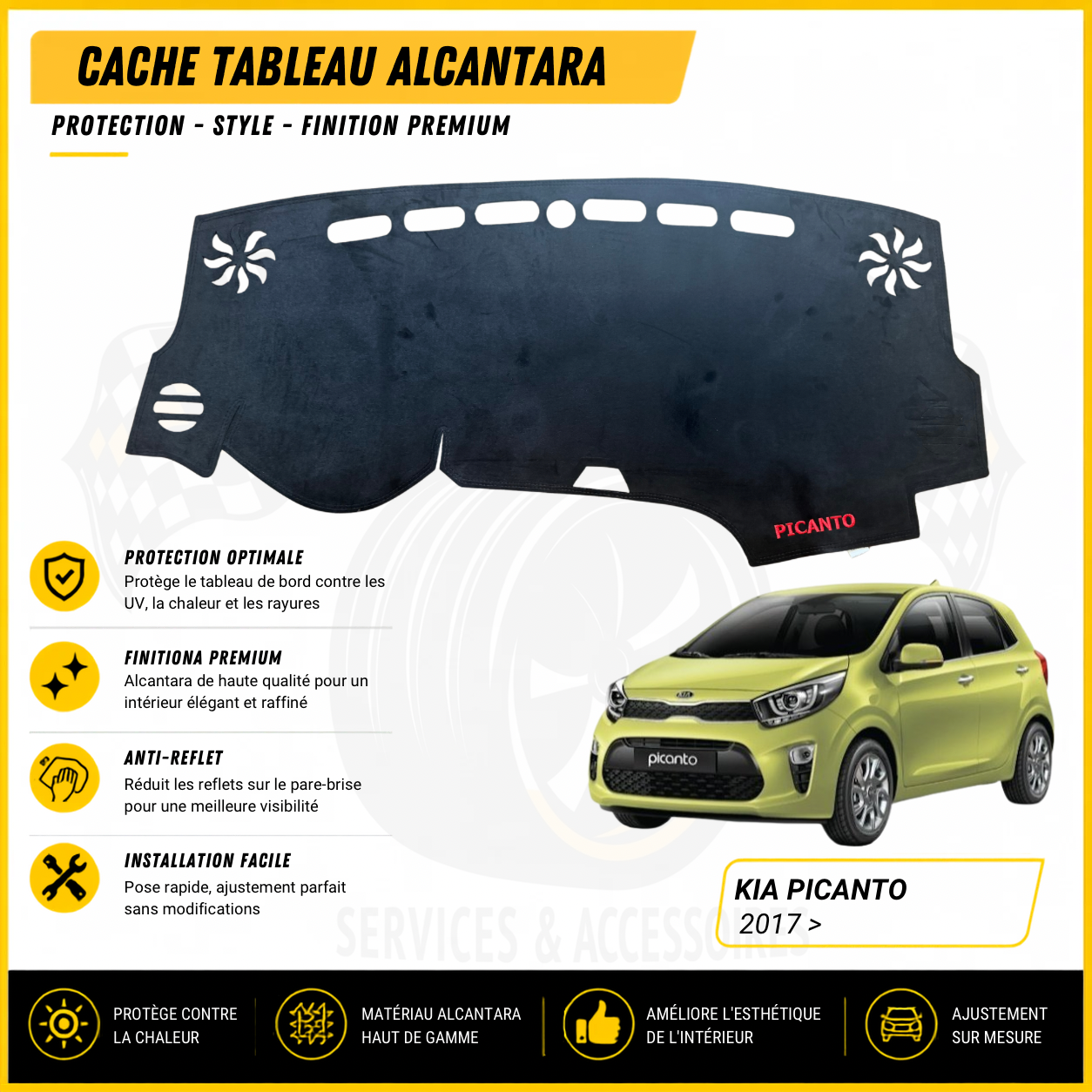 Cache tableau Alcantara Kia Picanto 2017 >