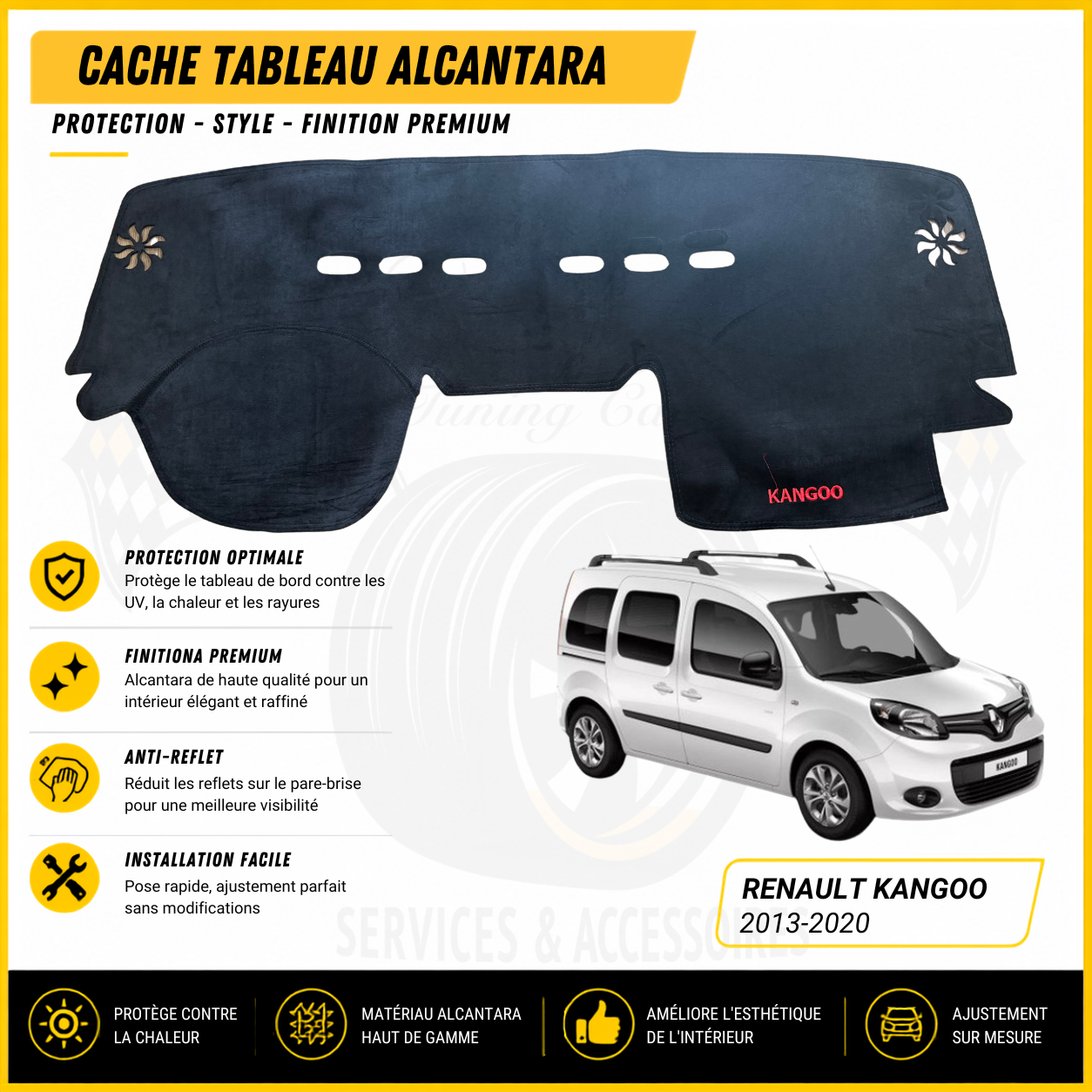 Cache tableau Alcantara Renault Kangoo 2013-2020