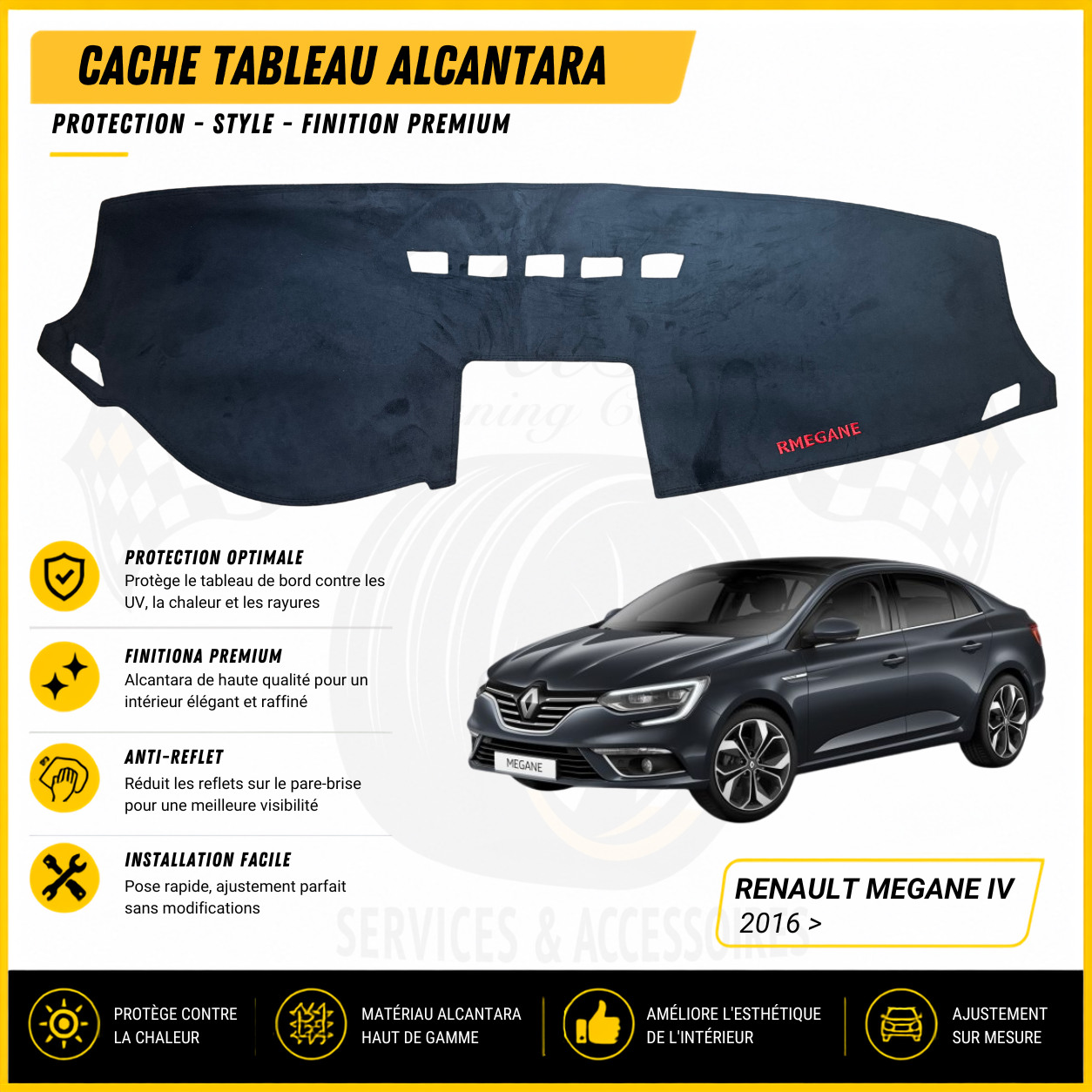 Cache tableau Alcantara Renault Megane IV 2016 >
