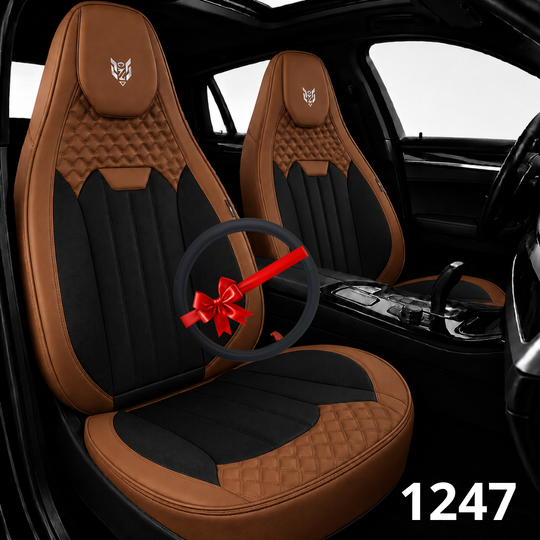 Cale-dos Sport 1247 5 places marron et noir avec couvre-volant assorti