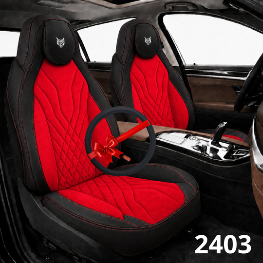 Cale-dos Sport 5 places rouge et noir avec couvre-volant assorti