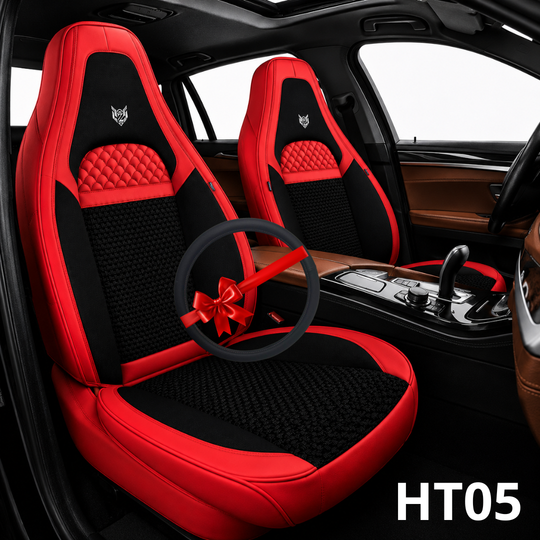 Cale-dos Sport HT05 5 places rouge et noir avec couvre-volant assorti