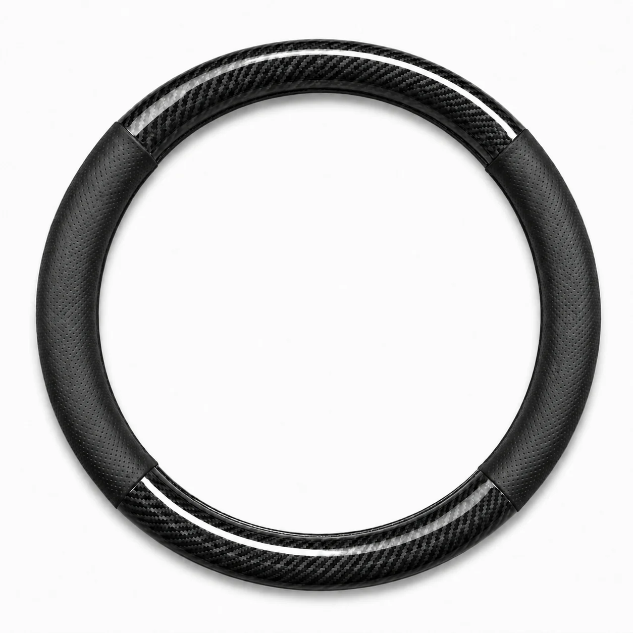 Vue complète du couvre volant Flamingo noir et effet carbone