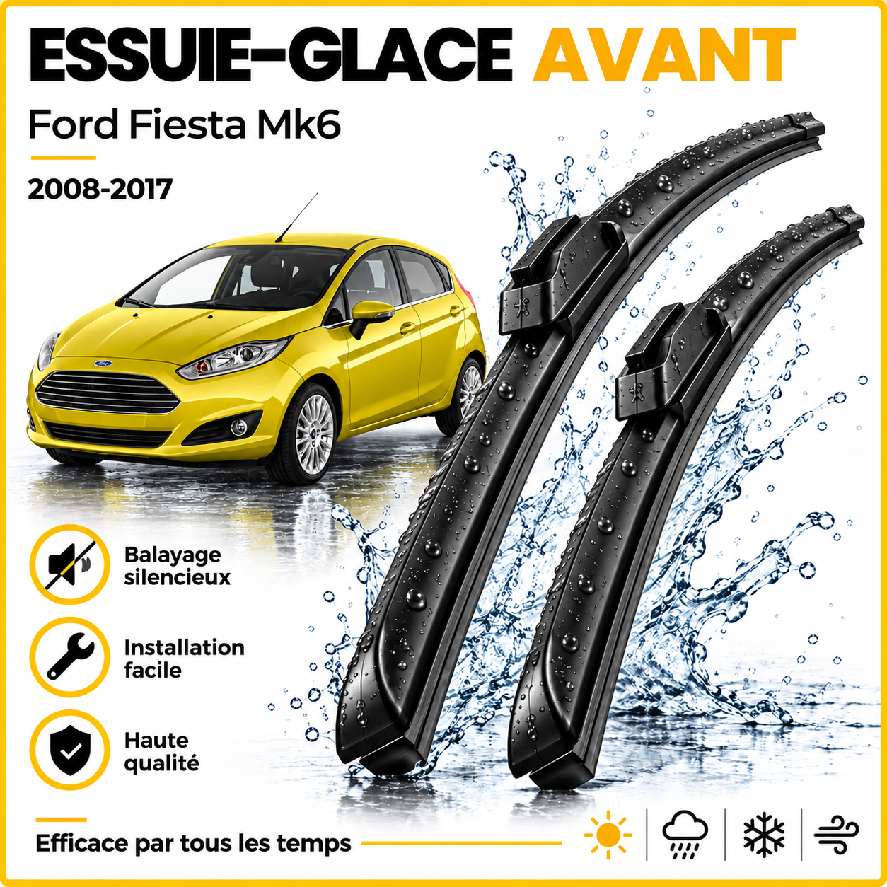 Essuie-glace avant Ford Fiesta Mk6 2008-2017
