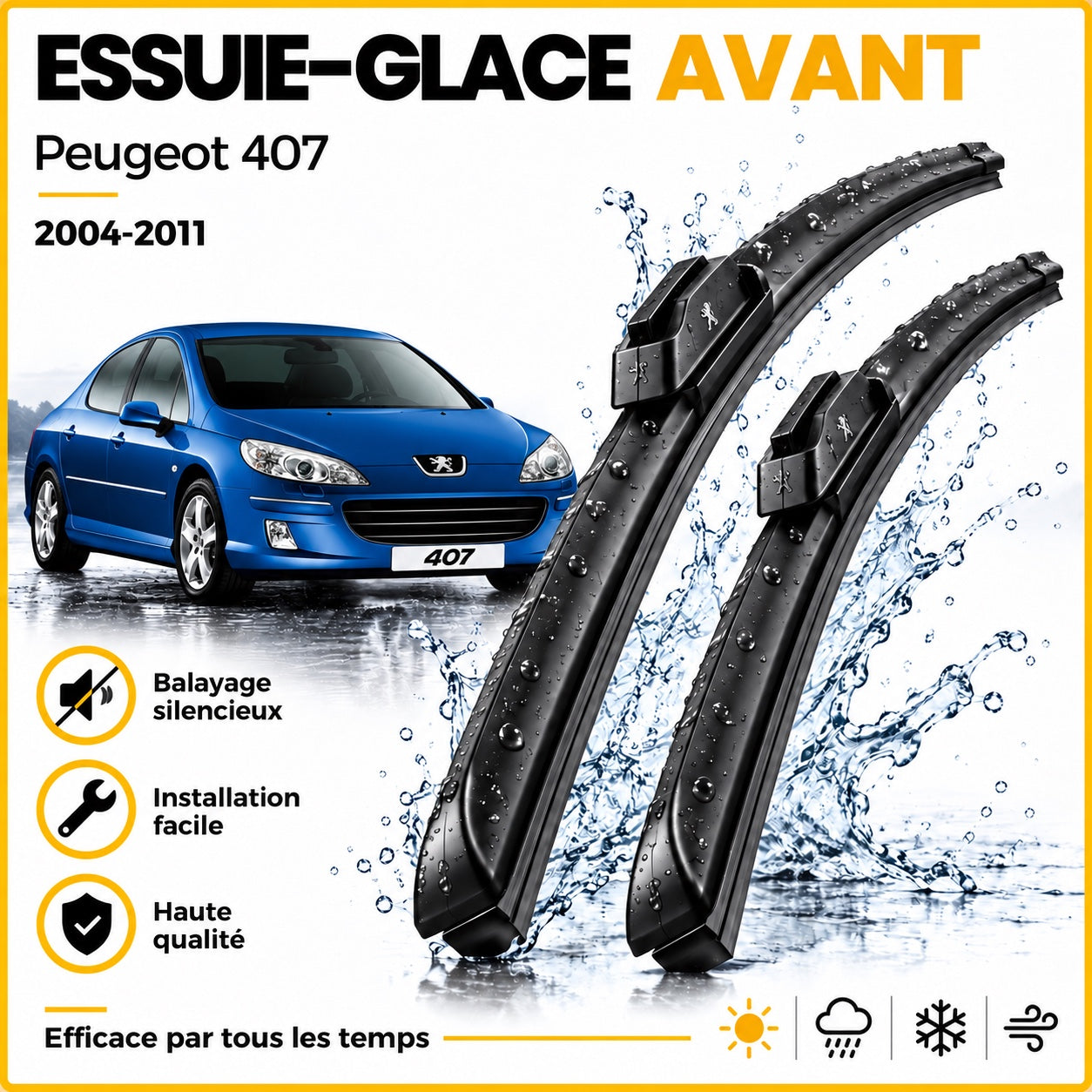 Essuie-glace avant Peugeot 407 2004-2011