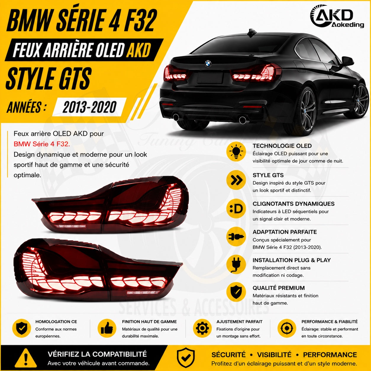 Feux arrière OLED AKD style GTS BMW Série 4 F32 2013-2020