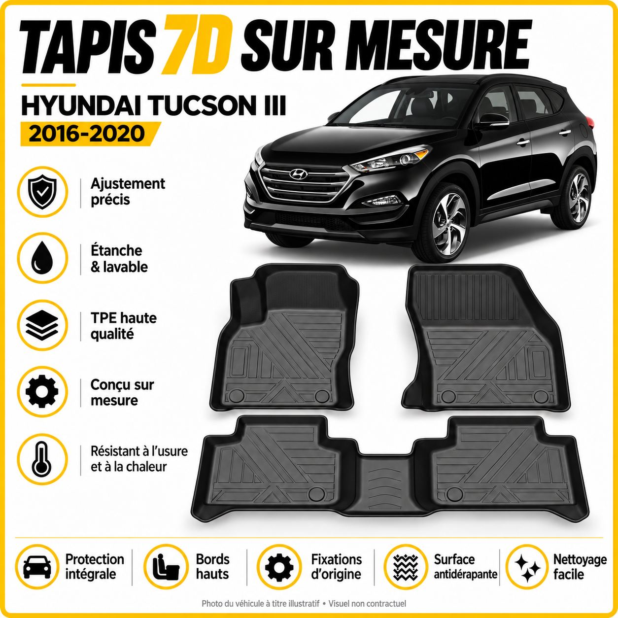 Tapis 7D sur mesure Hyundai Tucson III 2016-2020