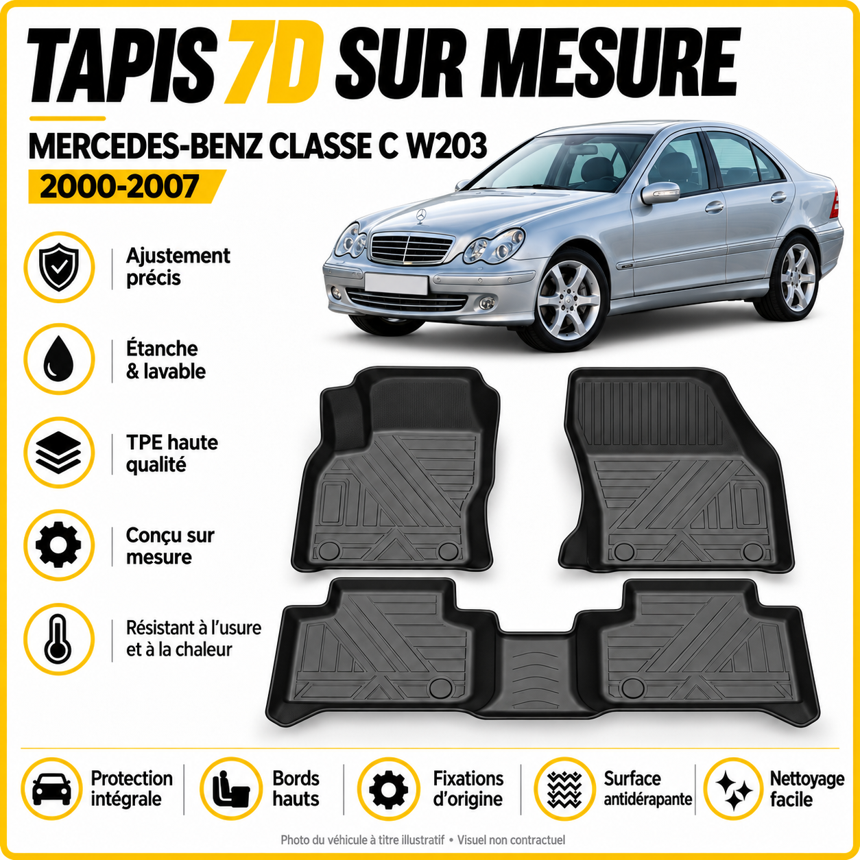 Tapis 7D Mercedes Classe C W203