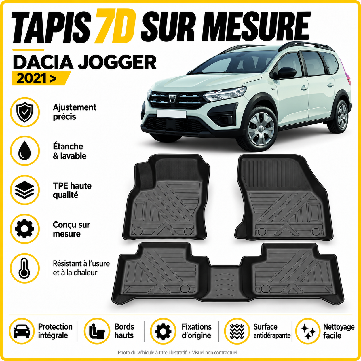 Tapis 7D sur mesure Dacia Jogger 2021 >