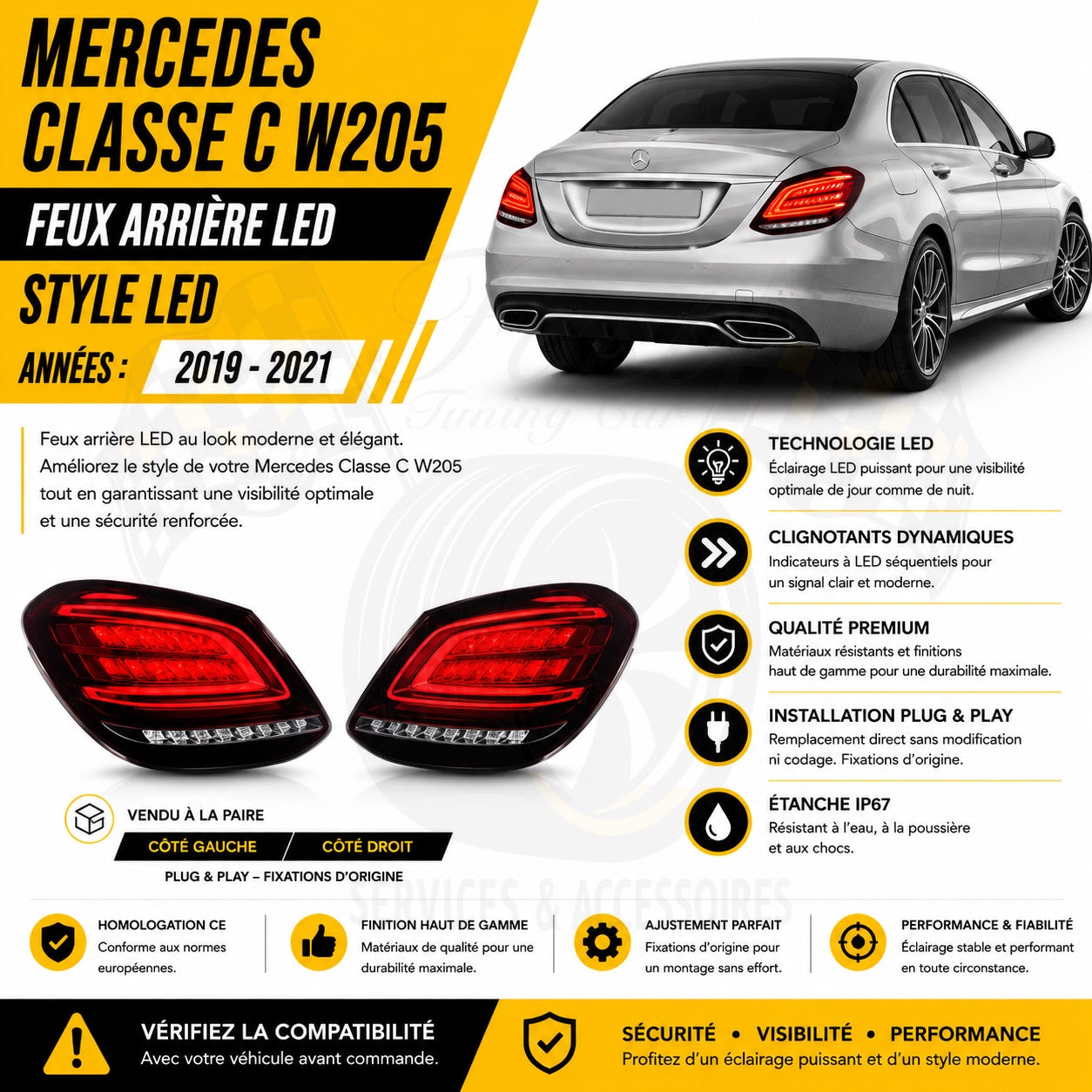 Feux arrière LED Mercedes Classe C W205 2019-2021