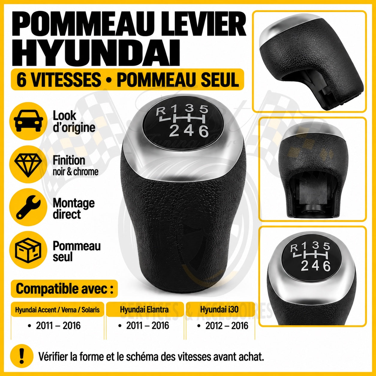 Pommeau de vitesse Hyundai 6 vitesses Accent Elantra i30