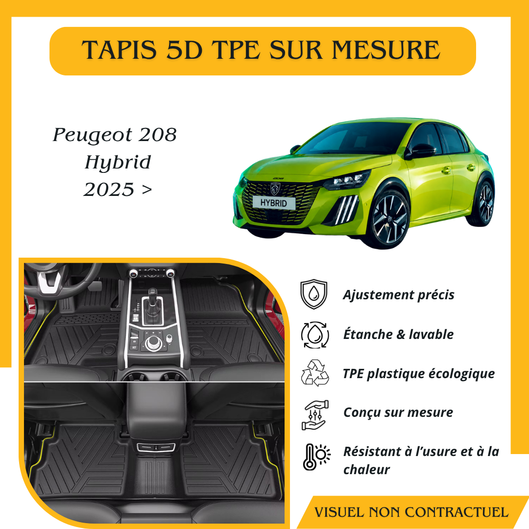 Tapis 5D TPE sur mesure Peugeot 208 Hybrid 2025